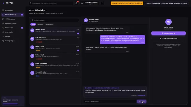 Zappia: atendimento com coleta de informações do cliente