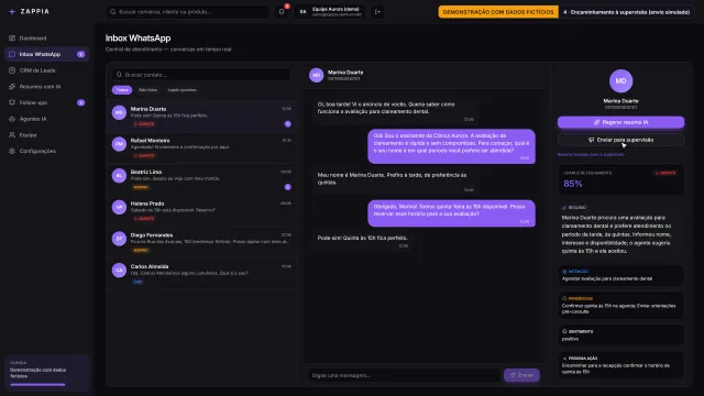 Zappia: conversa com resumo gerado por IA e supervisão
