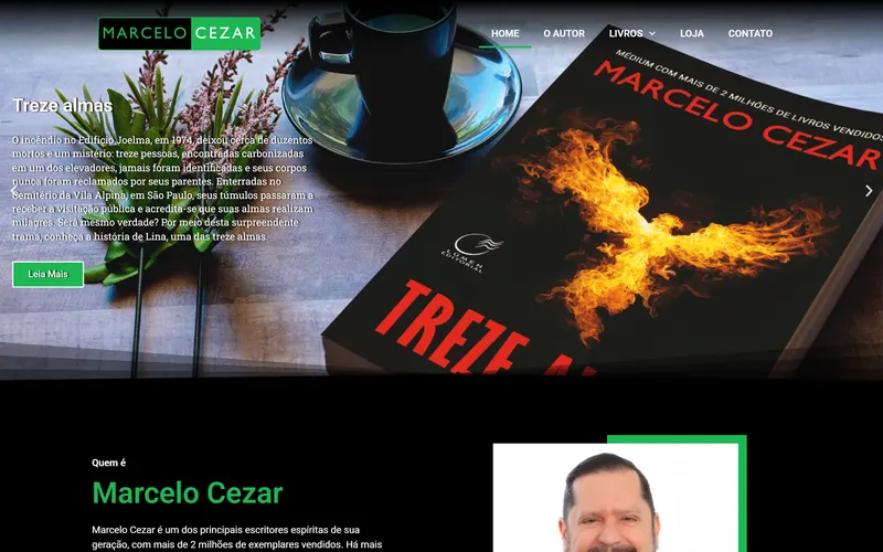 Website de Marcelo Cezar, catálogo de livros