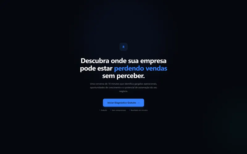 Radar Comercial, tela de entrada do diagnóstico