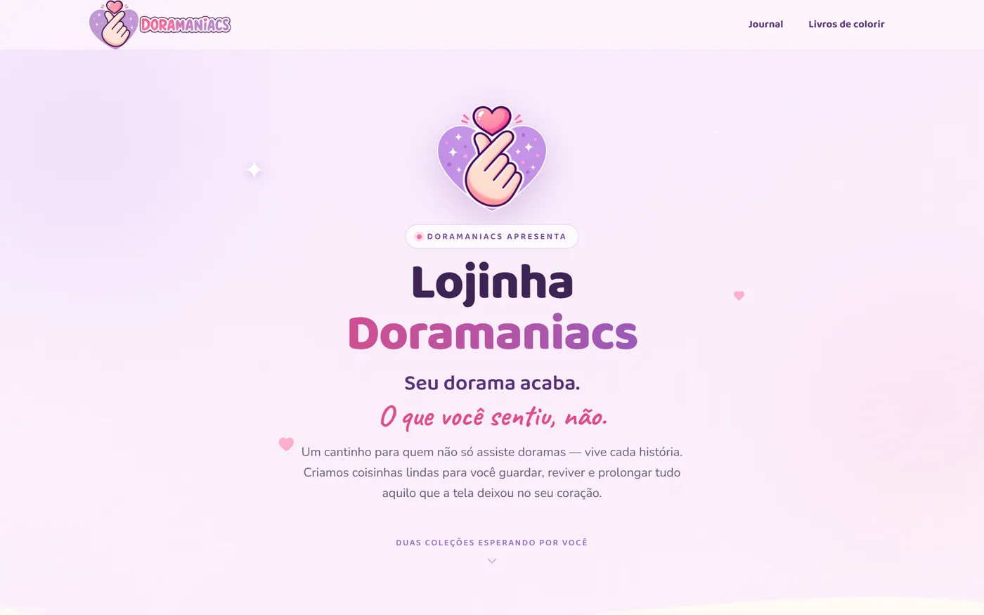 Lojinha Doramaniacs: página com as coleções de journals e livros de colorir