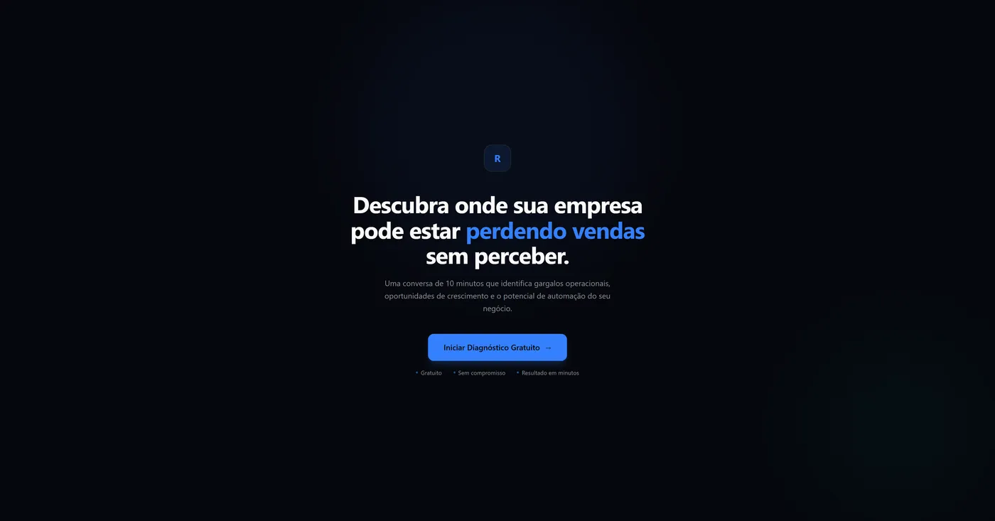 Radar Comercial: tela de entrada do diagnóstico gratuito