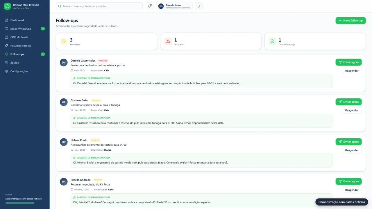 Zaplead: lista de follow-ups