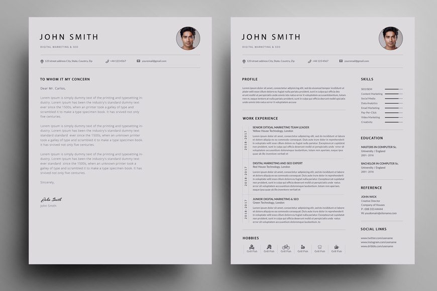 Free Resume Template PSD Resume