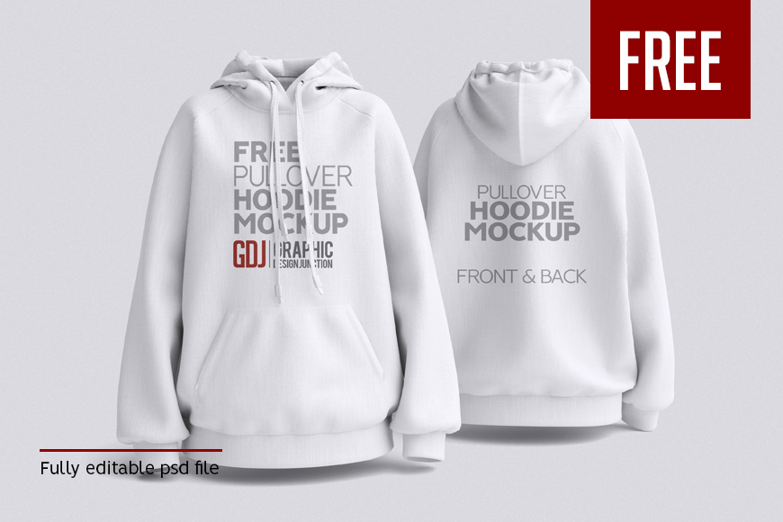Free Pullover Hoodie Mockup (Front & Back)